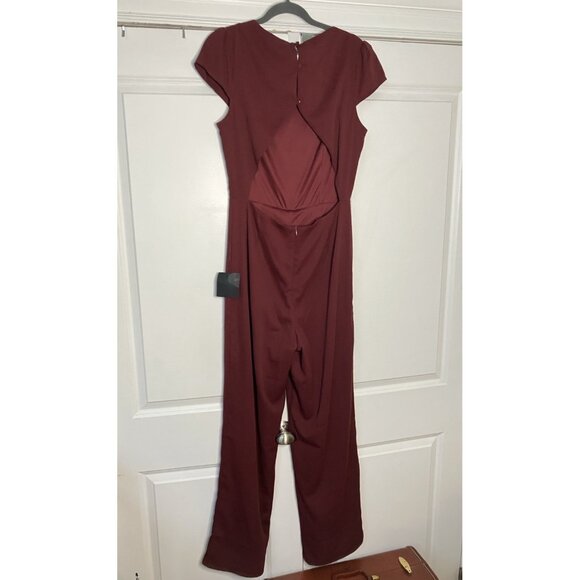 Lulus Jumpsuit Womens L Illustrious Charm Burgundy Cap Sleeve Cutout New/Defects - Picture 13 of 16